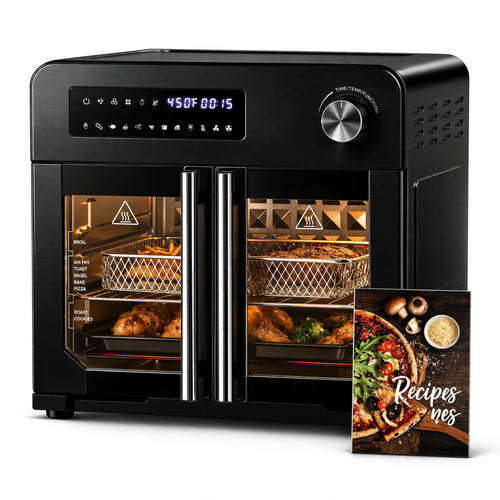 24QT French Door Countertop Air Fryer Toaster Oven10-in-1